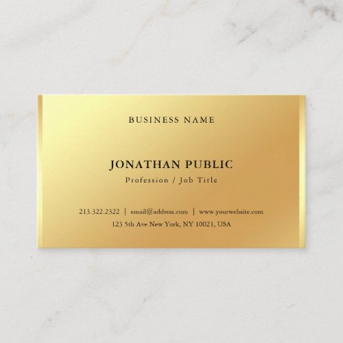 Glamorous Faux Gold Minimalist Modern Simple Chic Business Card