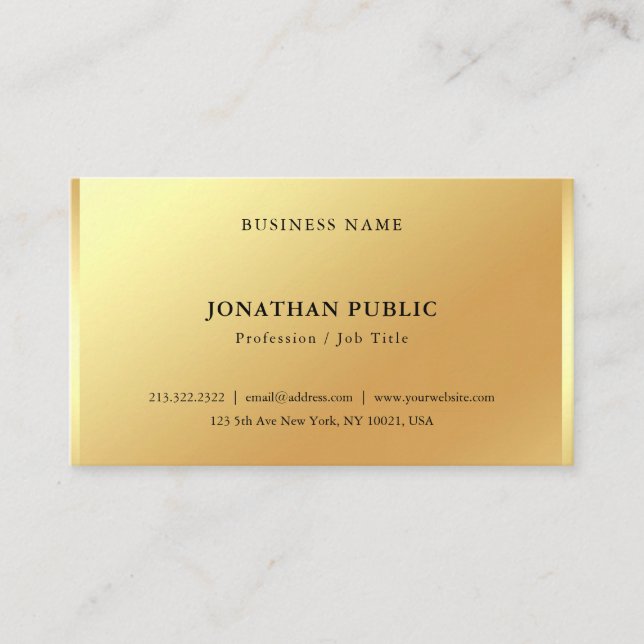 Glamorous Faux Gold Minimalist Modern Simple Chic Business Card (Front)
