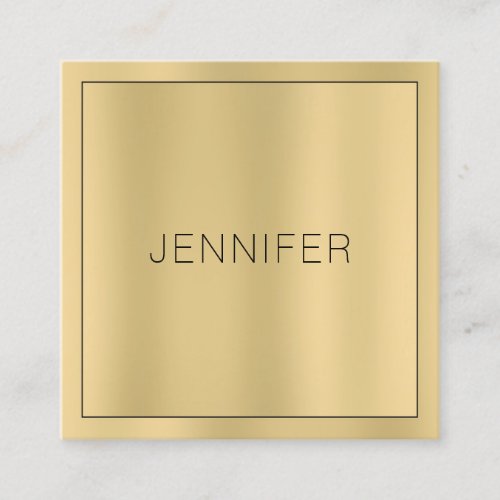Glamorous Faux Gold Modern Elegant Simple Template Square Business Card
