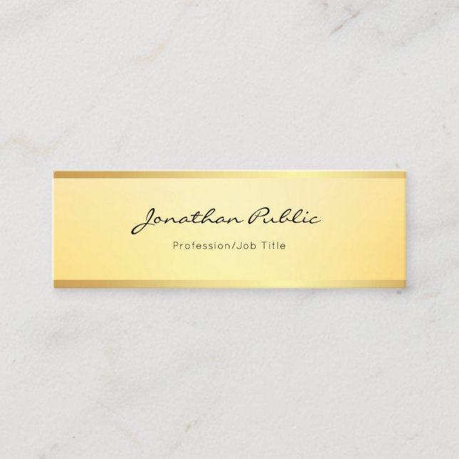 Glamorous Faux Gold Modern Simple Template Elegant Mini Business Card (Front)