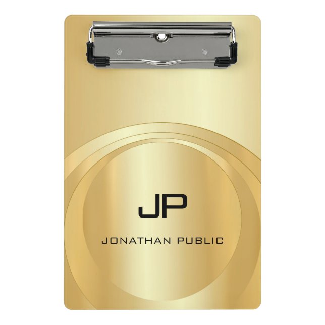 Glamorous Faux Gold Monogram Template Elegant Mini Clipboard (Front)