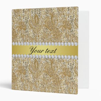 Glamorous Faux Gold Sequins And Diamonds 3 Ring Binder by glamgoodies at Zazzle