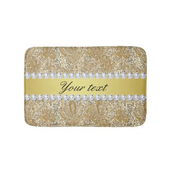 Glamorous Faux Gold Sequins And Diamonds Bathroom Mat by glamgoodies at Zazzle