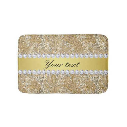 Glamorous Faux Gold Sequins and Diamonds Bathroom Mat