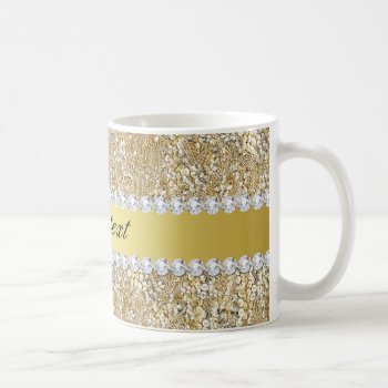 Glamorous Faux Gold Sequins And Diamonds Coffee Mug by glamgoodies at Zazzle