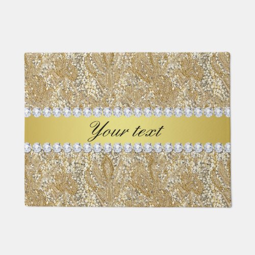 Glamorous Faux Gold Sequins and Diamonds Doormat