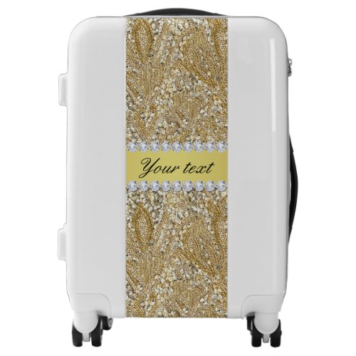 Glamorous Faux Gold Sequins and Diamonds Luggage