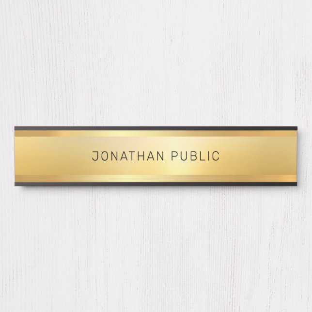 Glamorous Faux Gold Trendy Template Modern Elegant Door Sign (Front)
