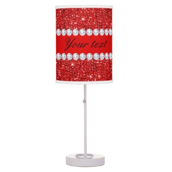 Glamorous Faux Red Sequins And Diamonds Table Lamp by glamgoodies at Zazzle