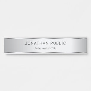 Glamorous Faux Silver Elegant Modern Template Door Sign