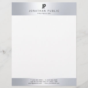 Glamorous Faux Silver Initial Professional Modern Letterhead