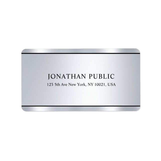 Glamorous Faux Silver Modern Elegant Template Label (Front)