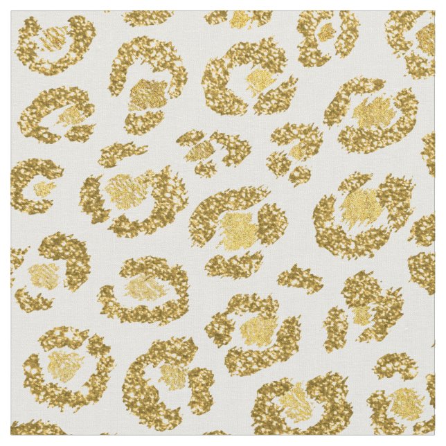 Glamorous Faux Sparkly Gold Leopard Fabric (Close Up)