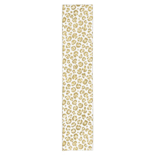 Glamorous Faux Sparkly Gold Leopard Short Table Runner