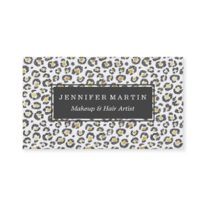 Glamorous Faux Sparkly Gold & Silver Leopard Business Card