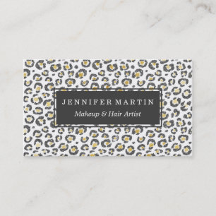 Glamorous Faux Sparkly Gold & Silver Leopard Business Card