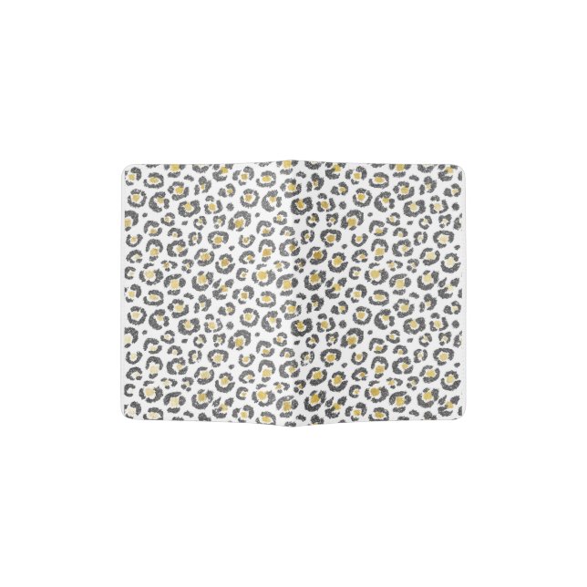 Glamorous Faux Sparkly Gold & Silver Leopard Passport Holder (Opened)