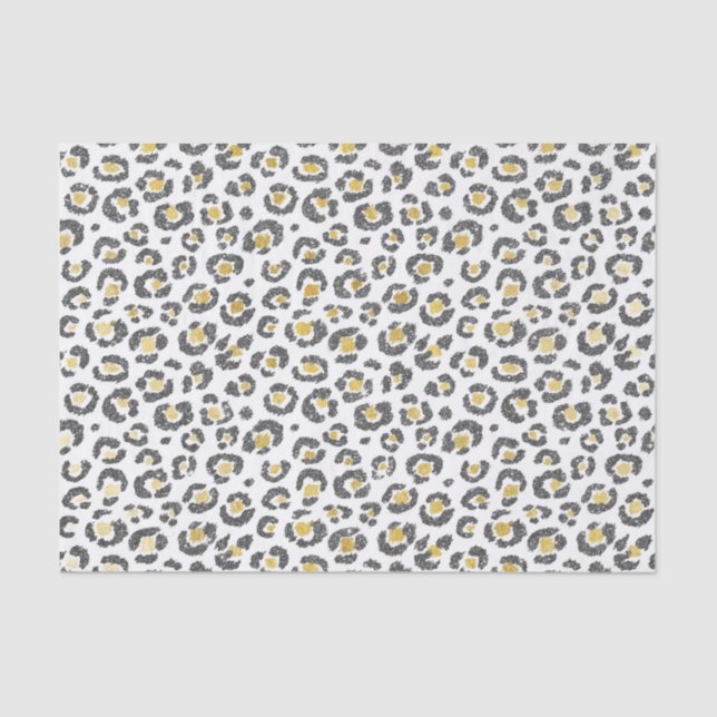Glamorous Faux Sparkly Gold & Silver Leopard Tissue Paper (Front)