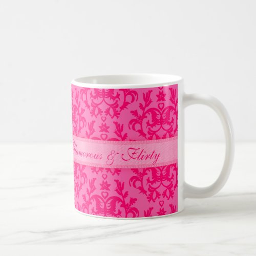 Glamorous  Flirty damask hot pink mug