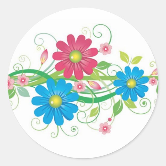 Glamorous flowers classic round sticker (Front)