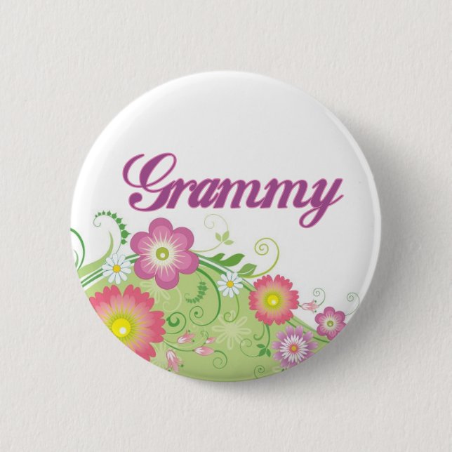 Glamorous flowers Grammy Button (Front)