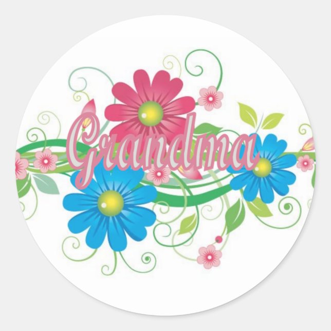 Glamorous flowers Grandma Classic Round Sticker (Front)