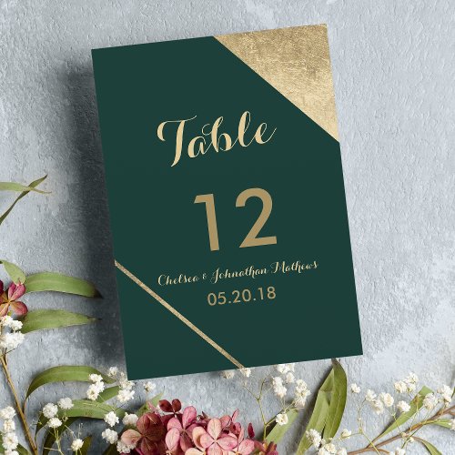Glamorous forest green gold chic Table Numbers
