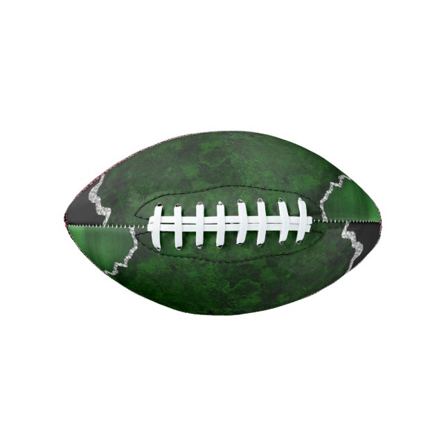 Glamorous Forest Green Marble Chic Silver Glitter Football (Front)