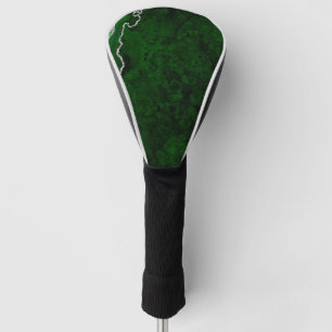 Glamorous Forest Green Marble Chic Silver Glitter Golf Head Cover