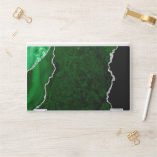 Glamorous Forest Green Marble Chic Silver Glitter HP Laptop Skin