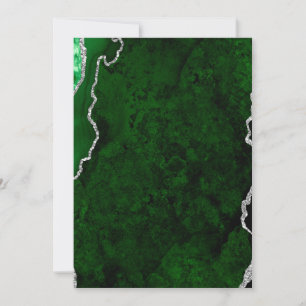 Glamorous Forest Green Marble Chic Silver Glitter Invitation