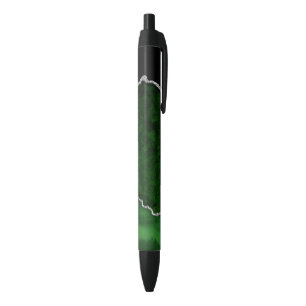 Glamorous Forest Green Marble Chic Silver Glitter Pen