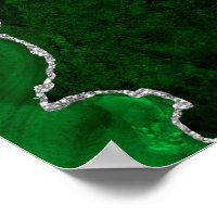 Glamorous Forest Green Marble Chic Silver Glitter