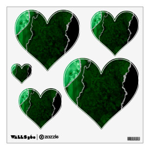 Glamorous Forest Green Marble Chic Silver Glitter Wall Decal