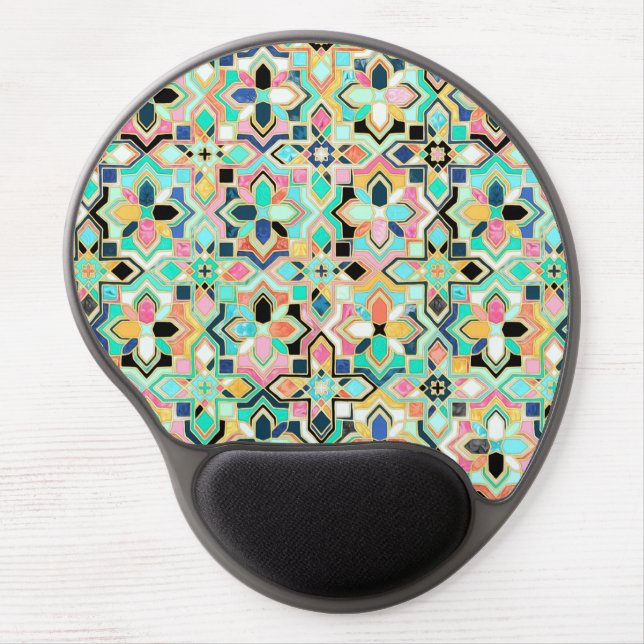 Glamorous Gilded Moroccan Tile Pattern Gel Mouse Pad (Front)