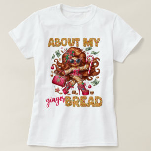 Glamorous Gingerbread Girl Pink Christmas T-Shirt