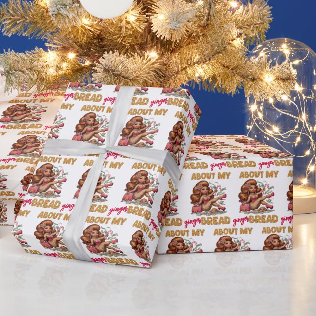 Glamorous Gingerbread Woman Funny Christmas  Wrapping Paper (Holidays)