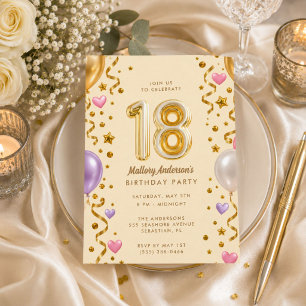Glamorous Girl 18th Birthday Party Invitation