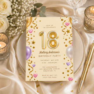 Glamorous Girl 18th Birthday Party Invitation
