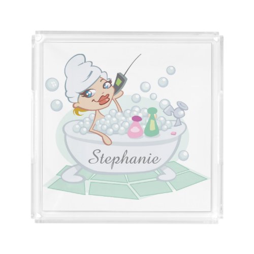 Glamorous Girl Bubble Bath Personalised Acrylic Tray
