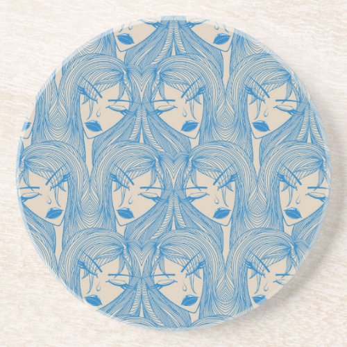 Glamorous girl stylish seamless pattern coaster