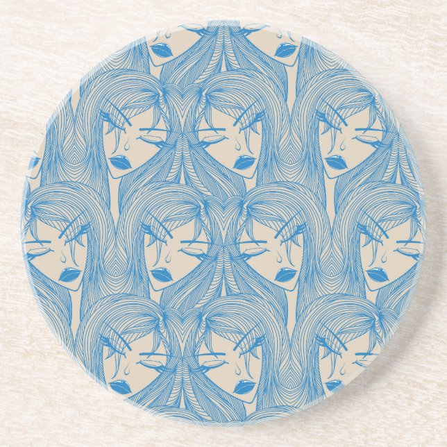 Glamorous girl: stylish seamless pattern. coaster (Front)