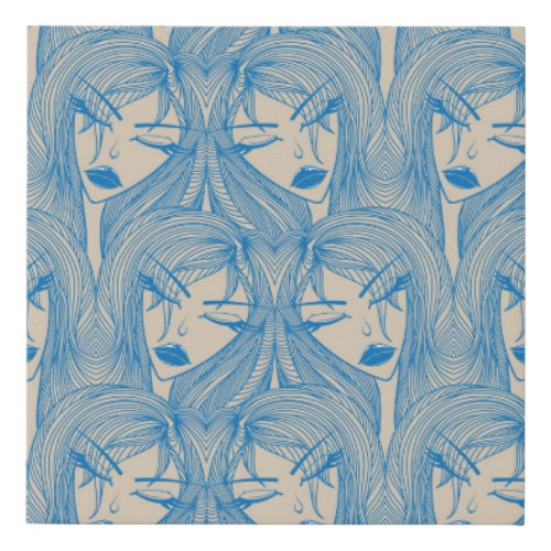 Glamorous girl stylish seamless pattern faux canvas print