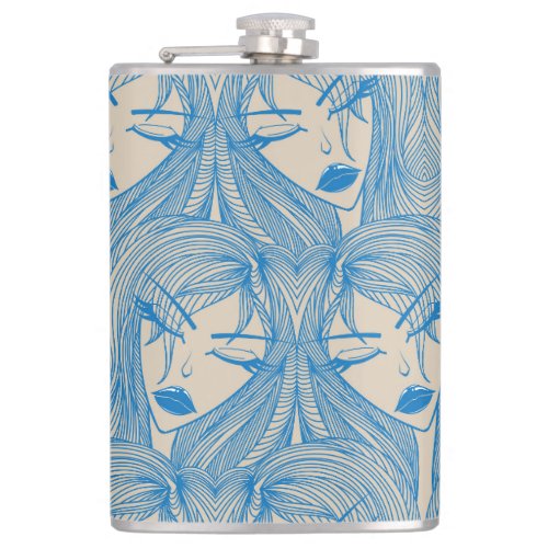 Glamorous girl stylish seamless pattern flask