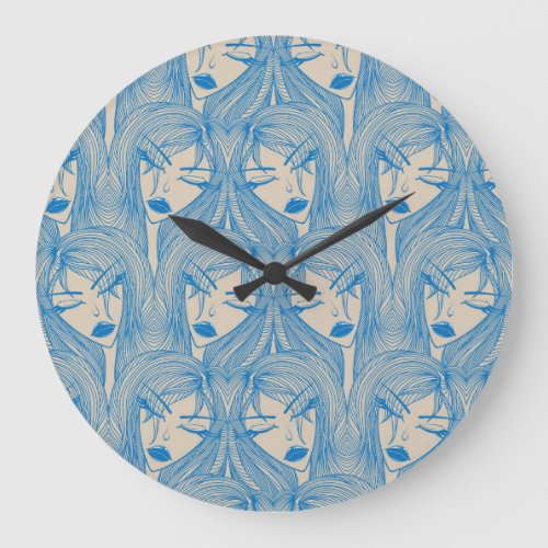 Glamorous girl stylish seamless pattern large clock