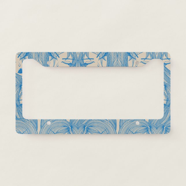 Glamorous girl: stylish seamless pattern. license plate frame (Front)