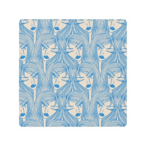 Glamorous girl stylish seamless pattern metal print