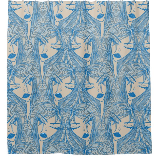 Glamorous girl: stylish seamless pattern. shower curtain (Front)