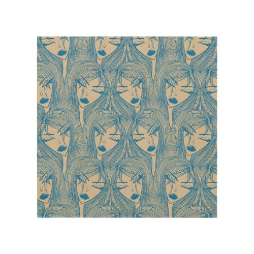 Glamorous girl stylish seamless pattern wood wall art