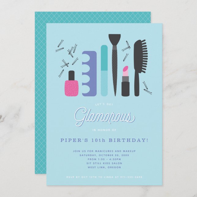 Glamorous Girls Birthday Party Invitation (Front/Back)